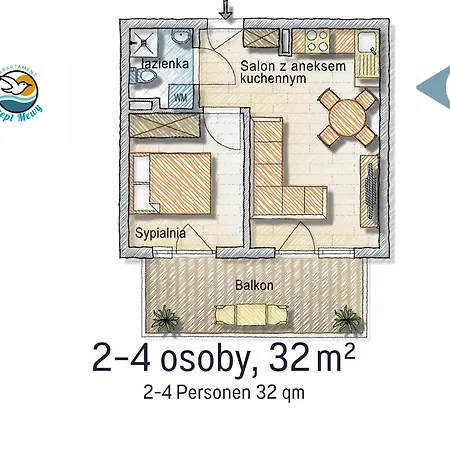 Design Szept Mewy Z Balkonem I Zestawem Plazowym - * Niechorze